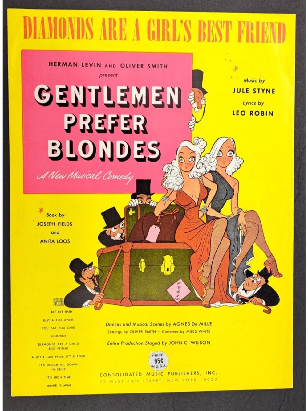 Vintage Diamonds Are Girl's Best Friend Sheet Music Gentlemen Prefer Blonde 1949